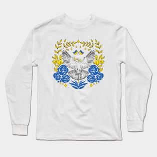 The dove of Peace Illustration | Ukraine flag colors Long Sleeve T-Shirt